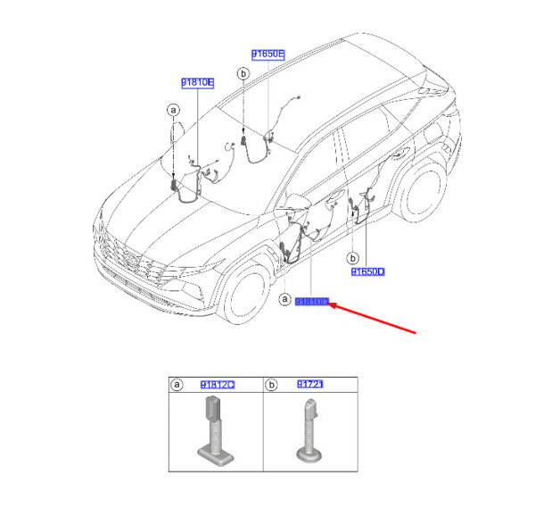 91601N7010 - Hyundai Tucson NX4 MK4 Front Left Door Wiring LHD 91601N7010 NEW ORIGINAL