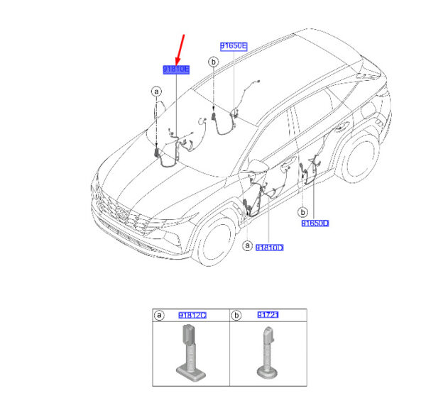 91610N7190 - Hyundai Tucson NX4 MK4 Front Right Door Wiring LHD 91610N7190 NEW ORIGINAL