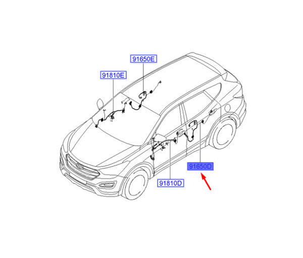 916502W081 - Hyundai Santa Fe MK3 DM door wiring rear left 916502W081 NEW ORIGINAL