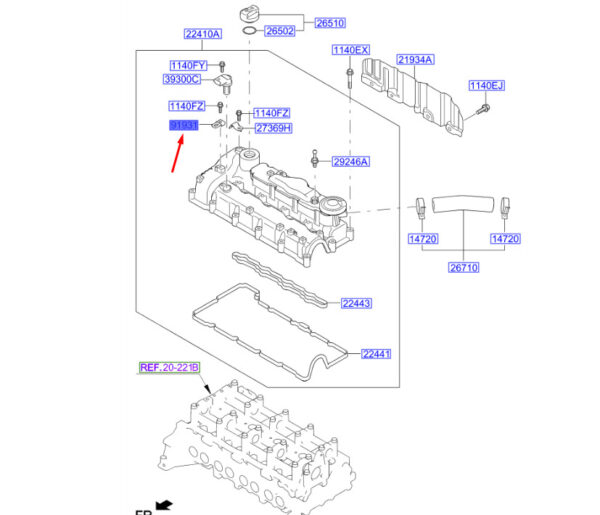 919312F250 - KIA SPORTAGE QL MK4 Rocker Cover Wiring Mounting Bracket 919312F250 NEW GENUINE
