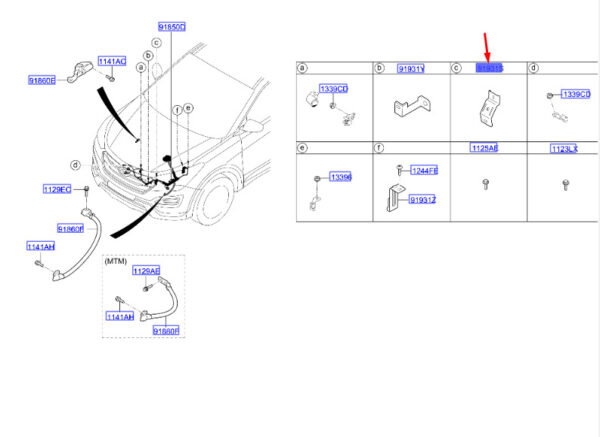 919312W040 - Hyundai Santa Fe MK3 DM Cable Mount 919312W040, Original