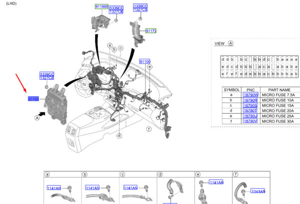 91950N7060 - Hyundai Tucson NX4 MK4 Instrument Panel Connection Box LHD 91950N7060 Genuine