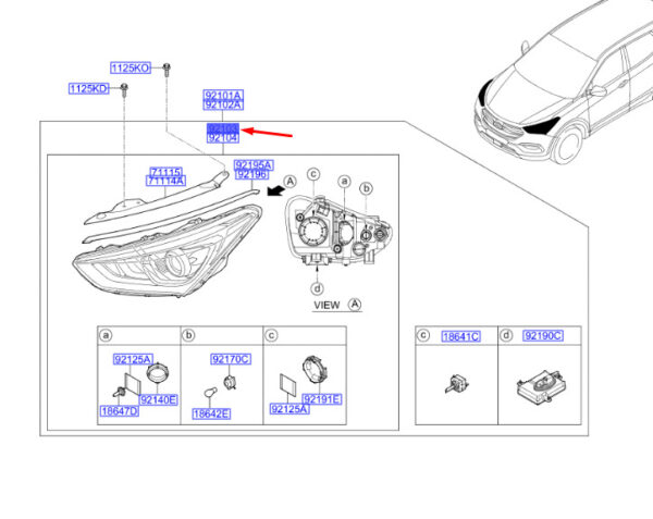 921032W701 - Hyundai Santa Fe MK3 DM Front Left Headlights LHD 921032W701 NEW ORIGINAL