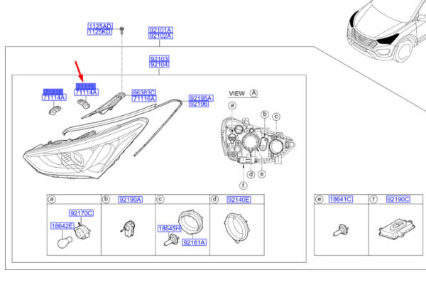 921312W000 - Hyundai Santa Fe MK3 DM Left Headlight Mount 921312W000, Original Part