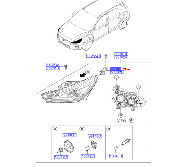 92131G4100 - HYUNDAI i30 MK3 Left Headlight Bracket 92131G4100 NEW GENUINE