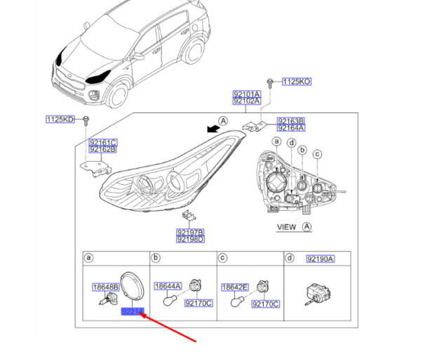 92140E6000 - KIA SPORTAGE QL MK4 Front Headlight Dust Cover 92140E6000 NEW GENUINE