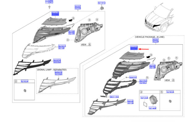 92152N7000 - HYUNDAI TUCSON NX4 MK4 Right Day Running Light Bracket 92152N7000 NEW GENUINE