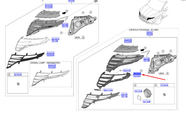 92157N7400 - HYUNDAI TUCSON NX4 MK4 Left Headlight Bracket 92157N7400 NEW GENUINE