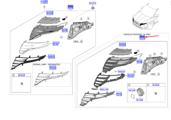 92207N7000 - Hyundai Tucson NX4 MK4 daytime running light front left 92207N7000 NEW ORIGINAL