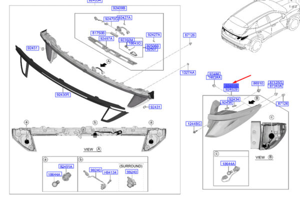 92401N7100 - Hyundai Tucson NX4 MK4 Rücklicht hinten links 92401N7100 NEU ORIGINAL