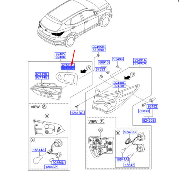 924552W000 - Hyundai Santa Fe MK3 DM gasket cushion for taillight inside left 924552W000