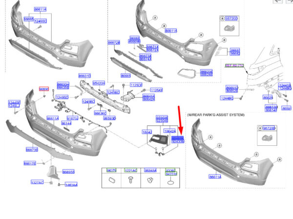 92482J9200 - Hyundai Kona MK1 turn signal holder/wiring rear 92482J9200, original part