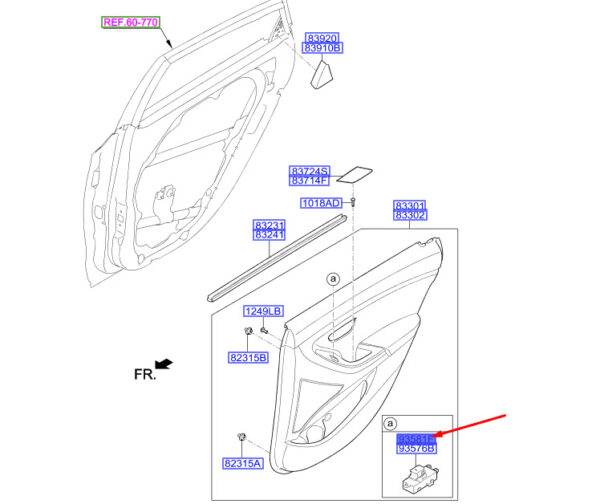 93581A6000 - Hyundai i30 MK3 Rear Door Power Window Subunit 93581A6000, Original Part