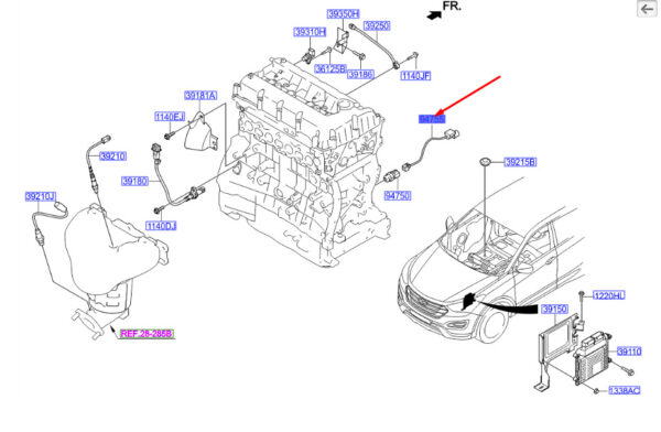 947502G700 - Hyundai Santa FE MK3 Oil Pressure Sensor Extension Cable 947502G700, NEW, ORIGINAL
