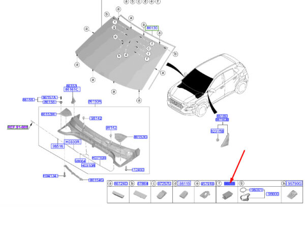 96031J5000 - Hyundai Kona MK1 Rain Sensor Cover Mount 96031J5000, Original Part