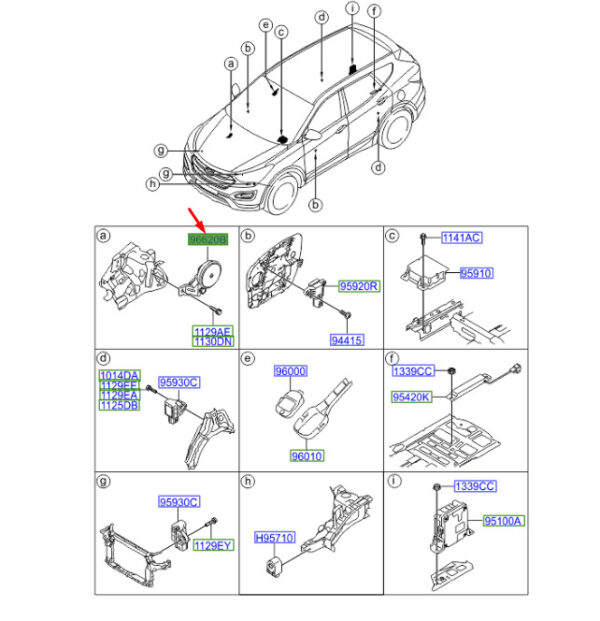 966302W000 - Hyundai Santa Fe MK3 DM Einbruchalarm Hupe Baugruppe 966302W000 NEU ORIGINAL