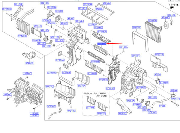 971472W000 - Hyundai Santa Fe MK3 DM Heizungs-/Defrostertürbaugruppe Linkslenker 971472W000