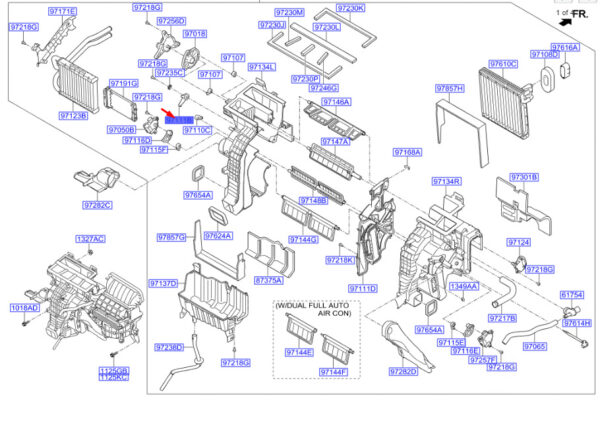 971502W000 - Hyundai Santa Fe MK3 DM heating floor door lever LHD 971502W000, original