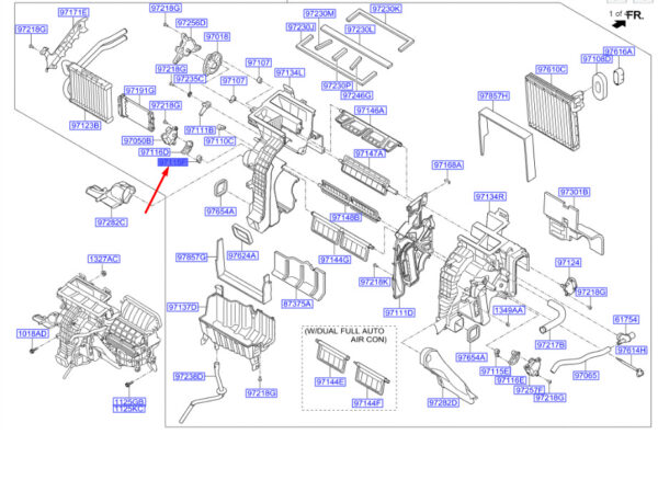 971863S000 - Hyundai Santa Fe MK3 Heating Temperature Door Arm 971863S000, Original Part