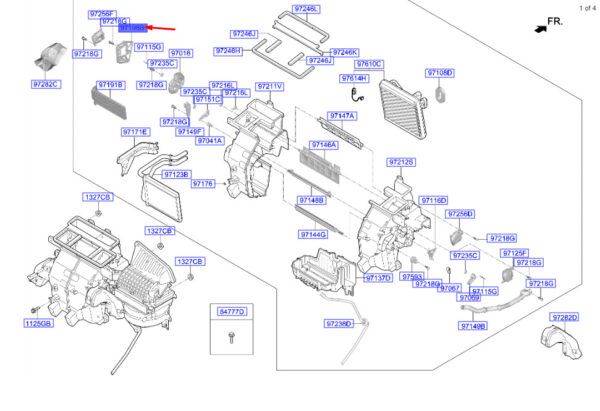 97198J9000 - Hyundai Kona MK1 Heating Mode Actuator Mount 97198J9000, Original