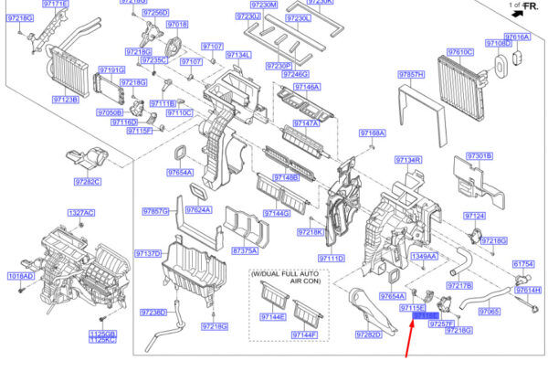 972172W000 - Hyundai Santa Fe MK3 Heating Temperature Door Lever 972172W000, Original