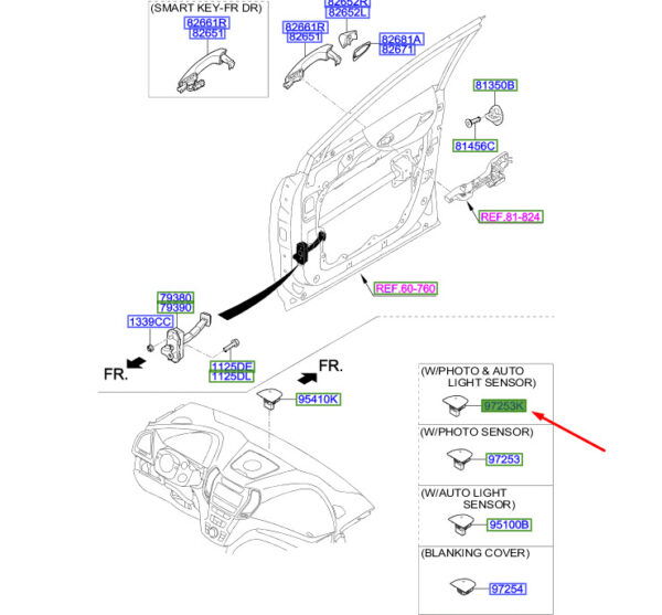 972533S000 - Hyundai Santa Fe MK3 DM Photo/Automatic Light Sensor 972533S000, Original Part