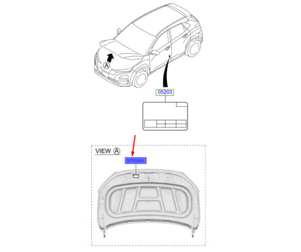 97699G7090 - Hyundai Kona Electric MK1 Refrigerant Label 97699G7090, Original