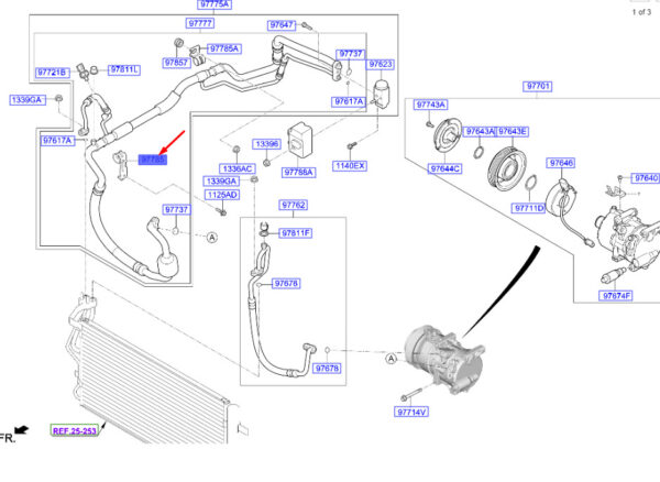 97785B5900 - Hyundai Kona MK1 AIR CONDITIONER RADIATOR LINE CLIP 97785B5900, original