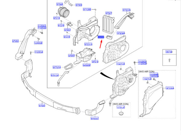 979162W000 - Hyundai Santa FE MK3 expansion valve for air conditioning rear 979162W000 part
