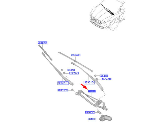 98120N9000 - Hyundai Tucson NX4 windshield wiper links LHD 98120N9000 NEW ORIGINAL