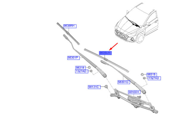 98350Q0000 - Hyundai i20 MK3 front wiper left brake LHD 98350Q0000 NEW ORIGINAL