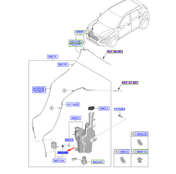 985151W000 - Hyundai Kona MK1 windshield washer motor filter 985151W000, original part