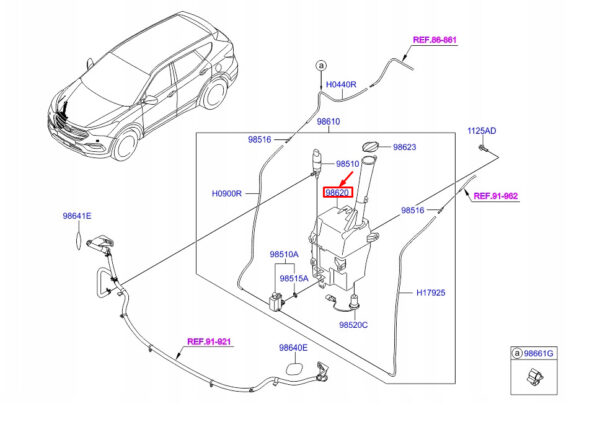 986202W500 - HYUNDAI SANTA FE MK3 DM Window Washer Tank 986202W500 NEW GENUINE