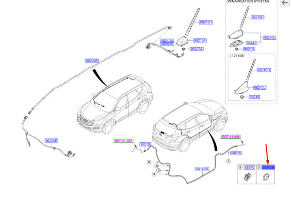 9889324000 - Hyundai Santa FE MK3 DM grommet for windshield wash hose 9889324000, original part