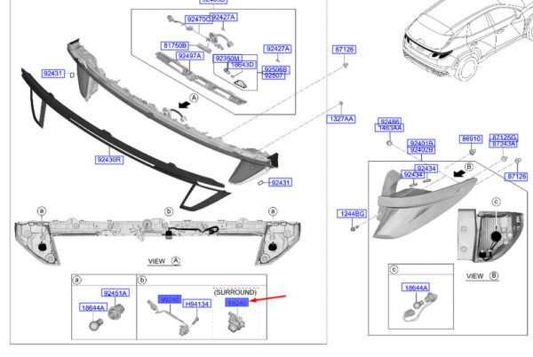 99240N7700 - Hyundai Tucson NX4 MK4 Rear View Camera Unit 99240N7700, Original Part