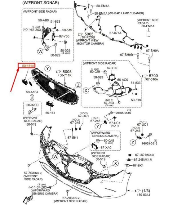 BCKN50154 - MAZDA 3 Hatchback BP Right Radiator Grille Bracket BCKN50154 NEW GENUINE