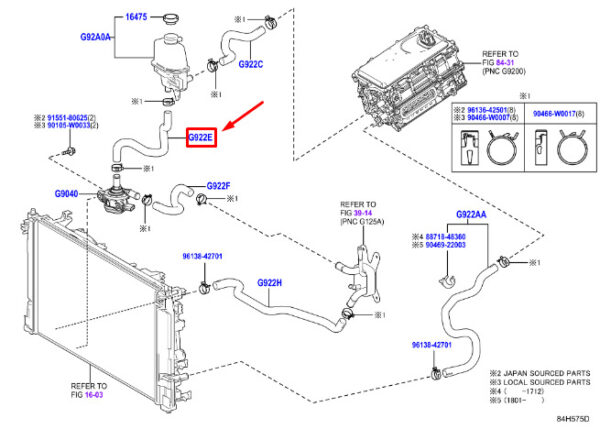 G922E02040 - Toyota C-HR MK1 Hybrid Water Pump Inlet Hose G922E02040, Original Part