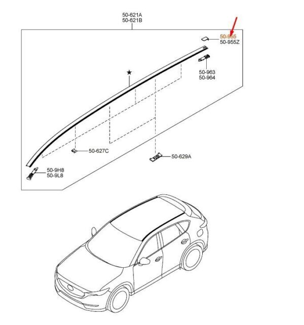 KB8A509H2A - MAZDA CX-5 MK2 Roof Molding Right Protector KB8A509H2A NEW GENUINE