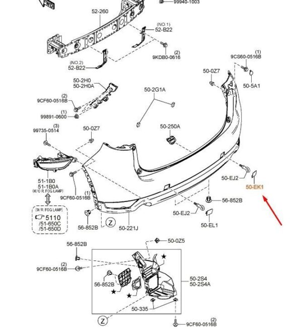 KB8A50EK1BB - MAZDA CX-5 MK2 Right Rear Bumper Tow Eye Cover KB8A50EK1BB NEW GENUINE