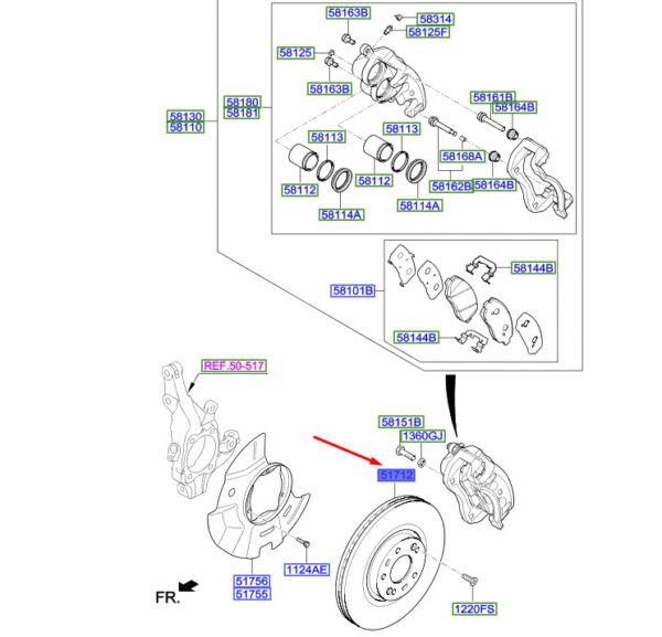 S517122W700 - Hyundai Santa FE MK3 DM front brake disc S517122W700 NEW ORIGINAL