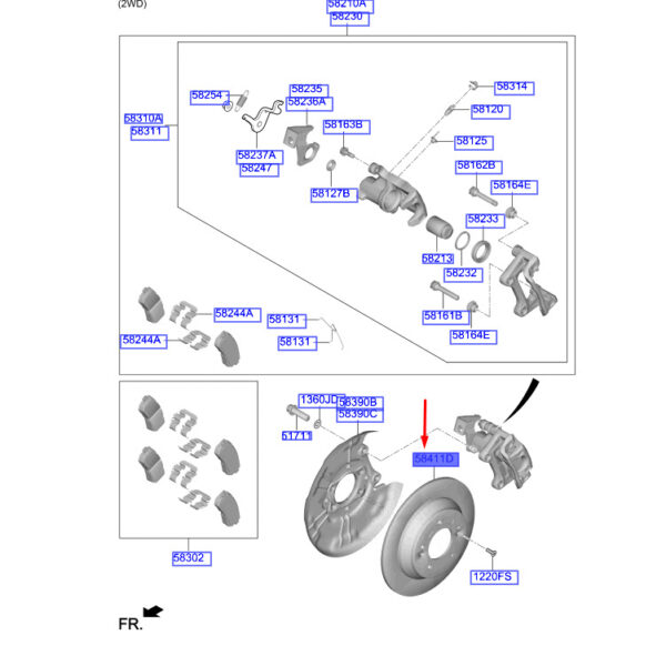 S584113X300 - Hyundai Kona MK1 rear brake disc S584113X300 NEW ORIGINAL